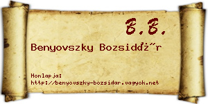 Benyovszky Bozsidár névjegykártya
